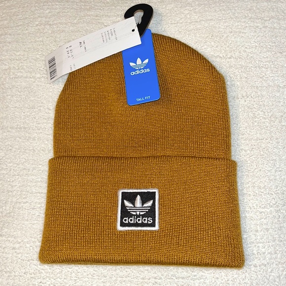 Adidas originals ochre & black beanie adult tall fit OS NWT - Picture 1 of 8